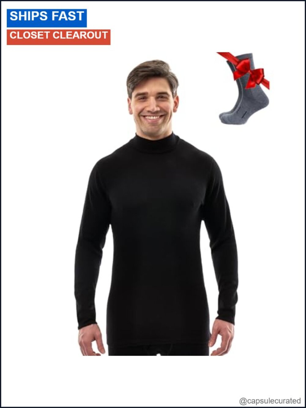 Men's 100% Merino Wool Base Layer Turtleneck Thermal Shirt